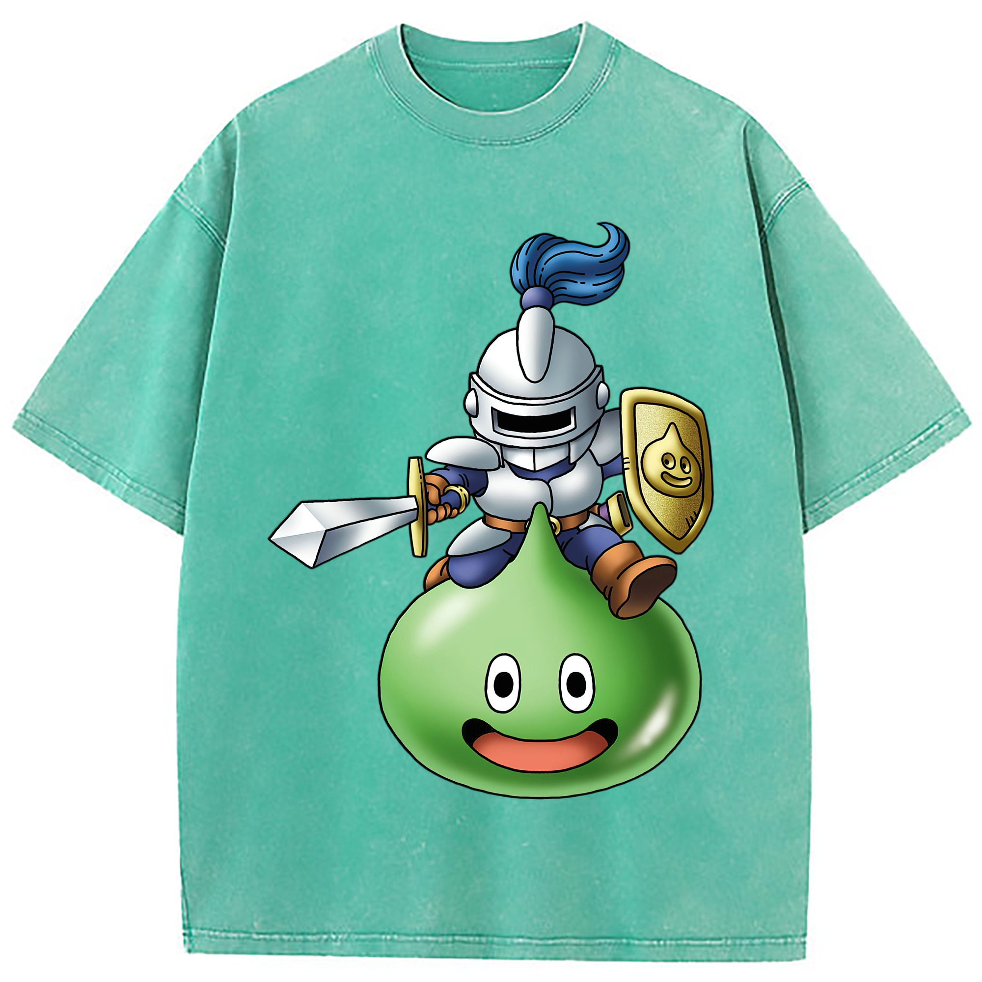 （画像用） ドラゴンクエスト Doragon Kuesuto Dragon Quest 綿100% ヴィンテージ風 半袖Tシャツ（フロントプリント）
